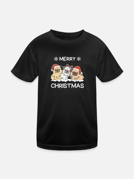 Joyeux Noël Carlin Chiens de la veille de Noël - T-shirt sport Enfant - noir - Devant