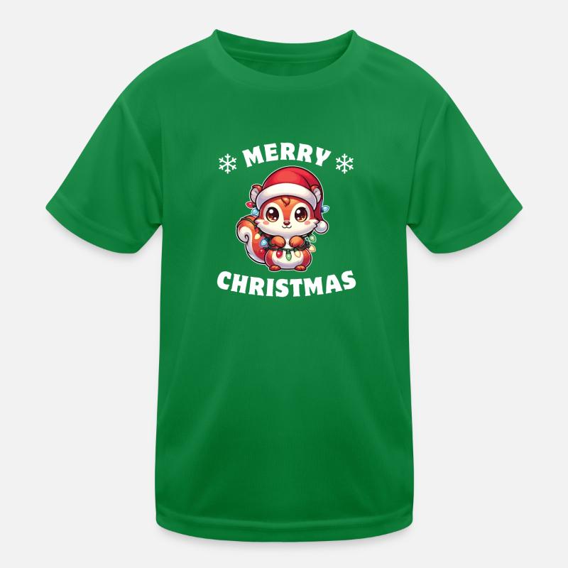 Weihnachten Lichterkette Eichhörnchen Kinder Funktions-T-Shirt