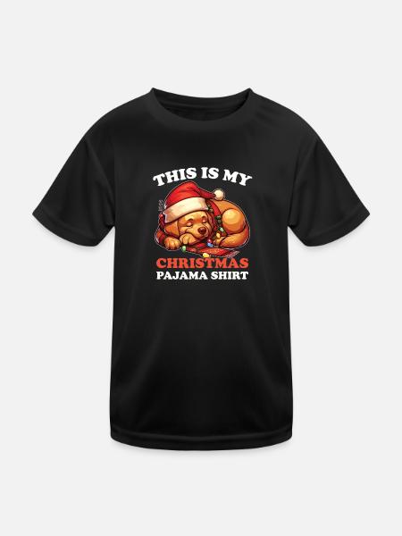 Labrador Weihnachts Schlafanzug Hunde - Kinder Funktions-T-Shirt - Schwarz