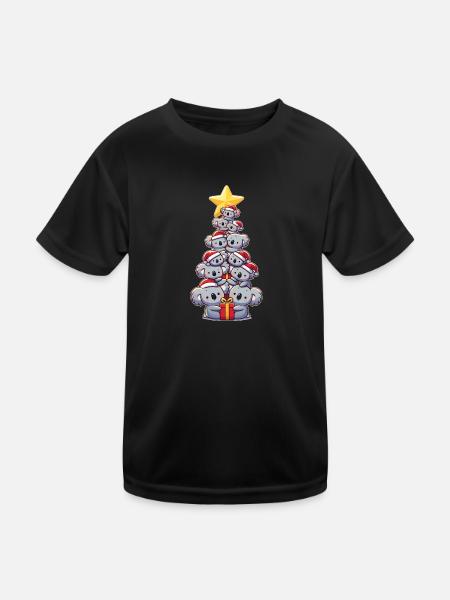 Arbre de Noël Koala Joyeux Noël - T-shirt sport Enfant - noir - Devant