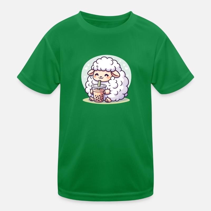 Kawaii Sheep Bubble Tea Boba Sheep Kids Functional T-Shirt
