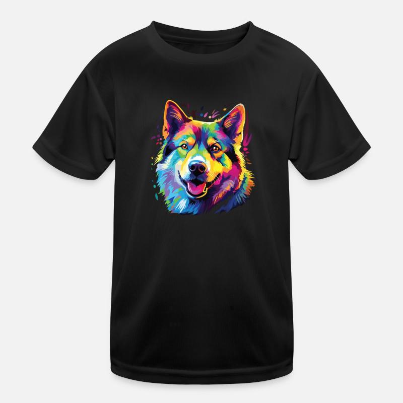 Wasserfarben Farbenfroher Akita Kinder Funktions-T-Shirt
