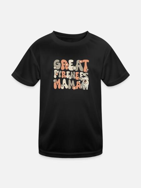 Pyrenäenberghund Groovy Great Pyrenees Mama - Kinder Funktions-T-Shirt - Schwarz - Vorne