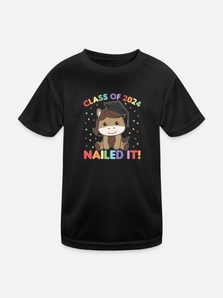 Kids Class of 2024 nailed it Pferd - Kinder Funktions-T-Shirt - Schwarz - Vorne