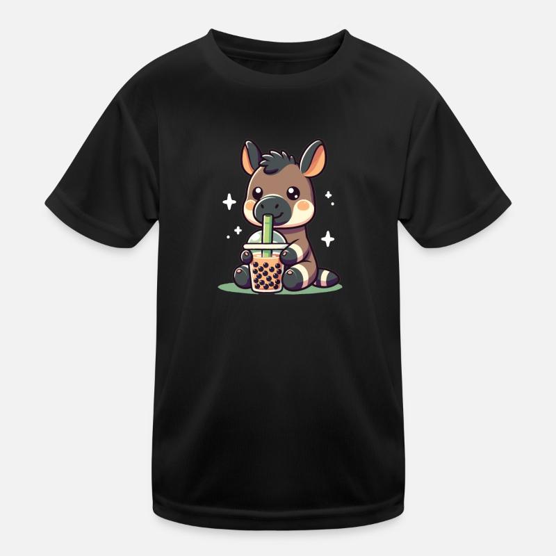 Kawaii Okapis Bubble Tea Boba Okapi Kids Functional T-Shirt