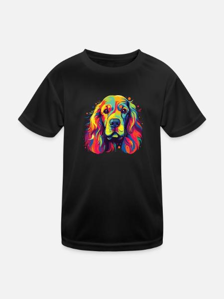 Aquarelle coloré American Cocker Spaniel - T-shirt sport Enfant - noir - Devant