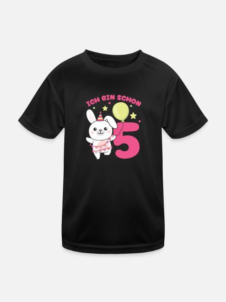 Ich bin schon 5 Hasen Geburtstags Kinder - Kinder Funktions-T-Shirt - Schwarz - Vorne