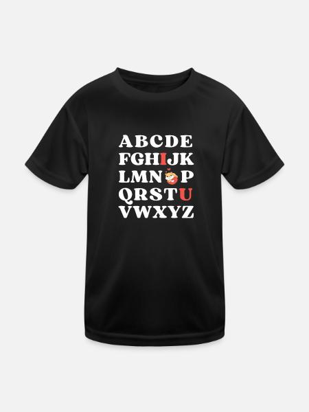 ABC I love you Kinder Hamster Valentinstag - Kinder Funktions-T-Shirt - Schwarz - Vorne