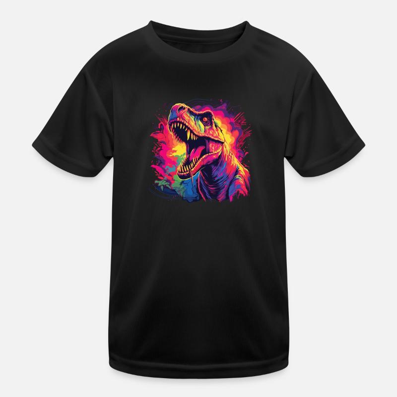 Wasserfarben Farbenfroher T-rex bunte Tiere Kinder Funktions-T-Shirt