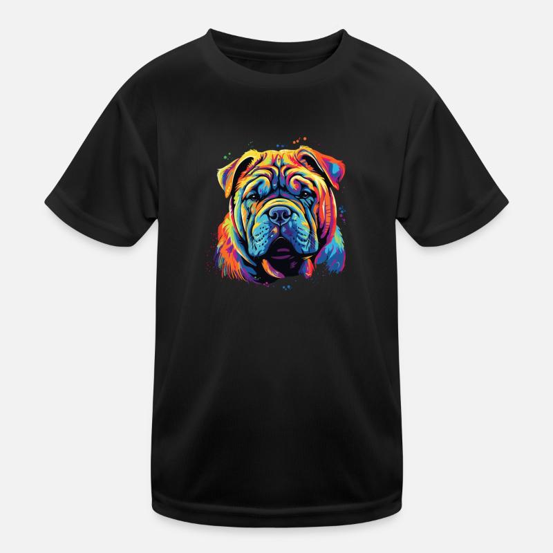 Wasserfarben Farbenfroher Chinese Shar Pei Kinder Funktions-T-Shirt