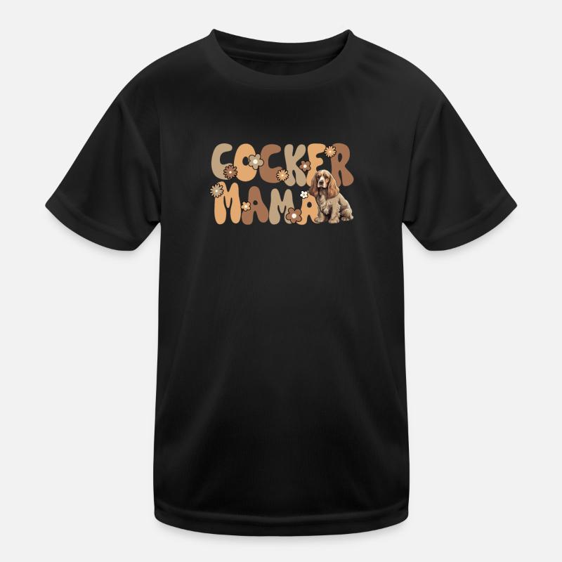 English Cocker Spaniel Groovy Cocker Mom Kids Functional T-Shirt