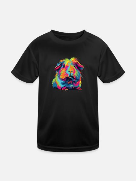 Watercolor Colorful Guinea Pig Colorful - Kids Functional T-Shirt - black - Front