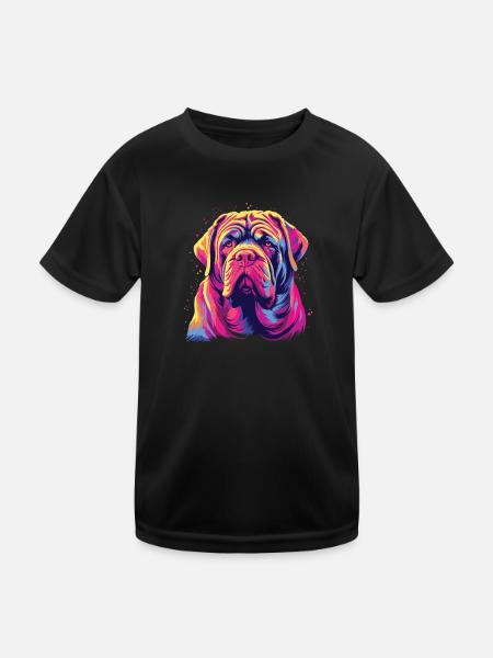 Watercolor Colorful Mastino Napoletano - Kids Functional T-Shirt - black - Front