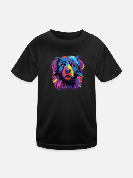 Aquarelle Colorée Petit Basset Pyrénéenne - T-shirt sport Enfant - noir - Devant