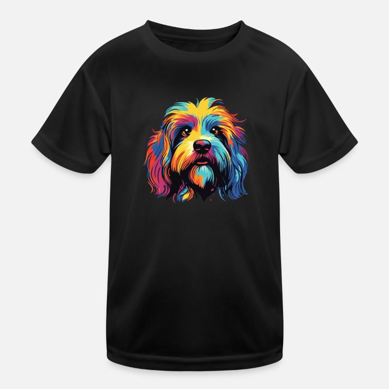 Wasserfarben Farbenfroher Tibet Spaniel Kinder Funktions-T-Shirt