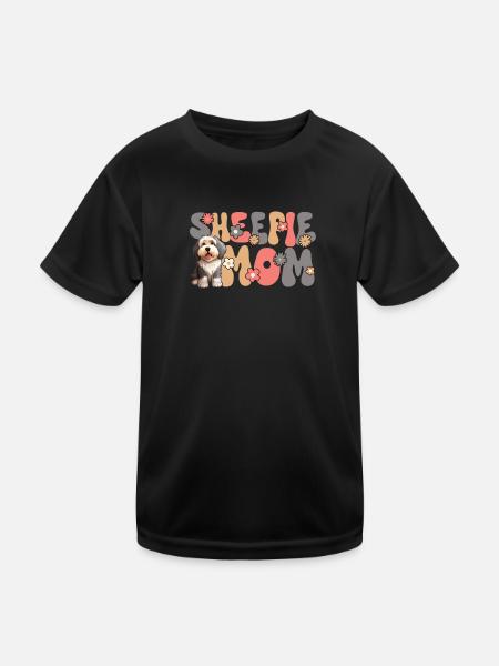 Old English Sheepdog Groovy Sheepie Mom - Kids Functional T-Shirt - black - Front
