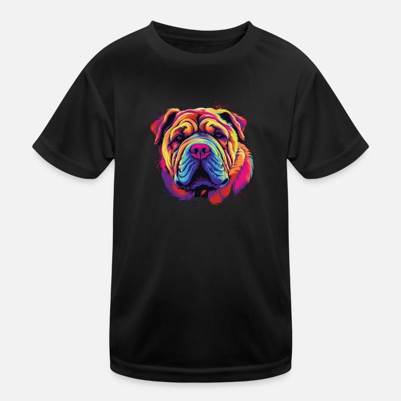 Wasserfarben Farbenfroher Chinese Shar Pei Kinder Funktions-T-Shirt