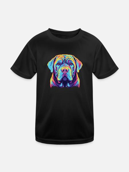 Watercolor Colorful Mastino Napoletano - Kids Functional T-Shirt - black - Front