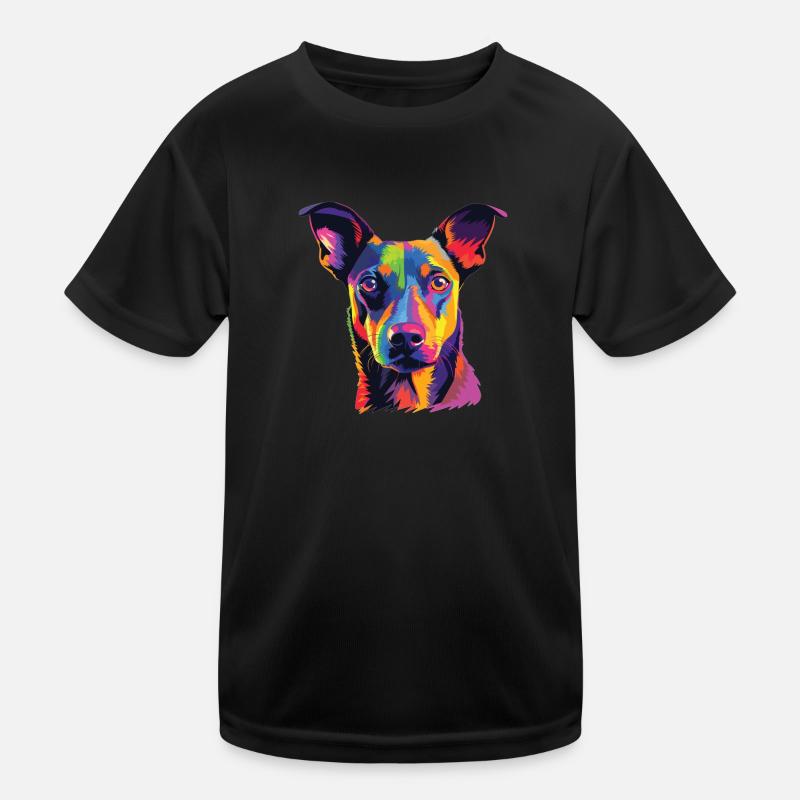 Aquarelle colorée allemand Pinscher T-shirt sport Enfant