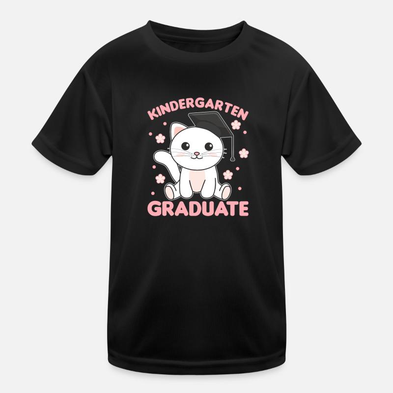 Kids Kindergarten graduate Cat Graduation Kids Functional T-Shirt