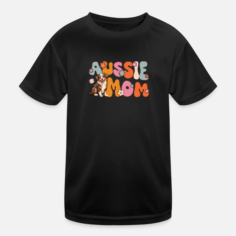 Australian Shepherd Red Tri Groovy Aussie mom Kids Functional T-Shirt