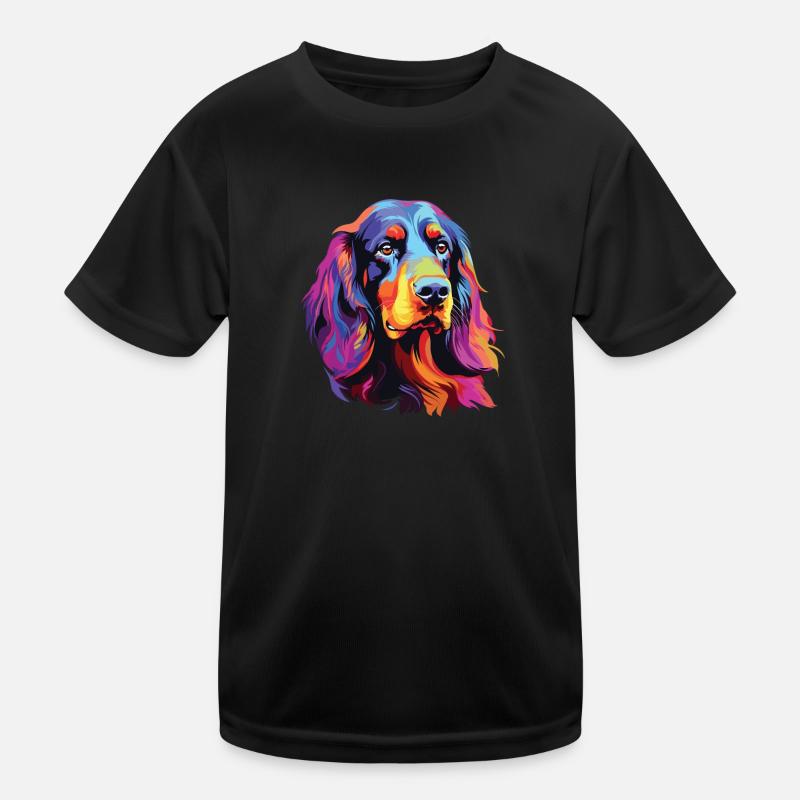 Wasserfarben Farbenfroher Gordon Setter Kinder Funktions-T-Shirt