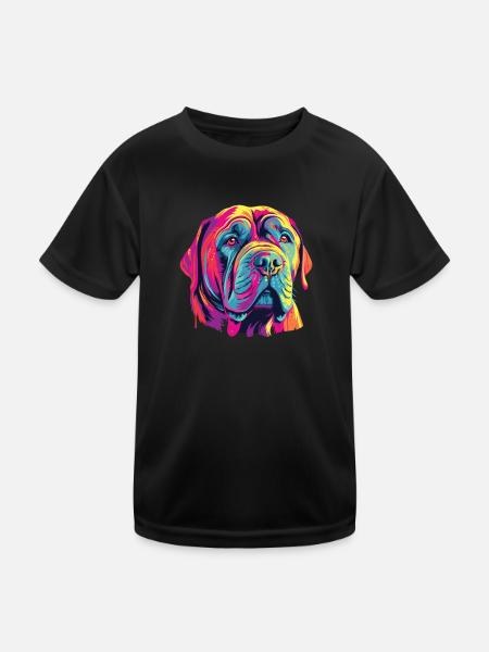 Watercolor Colorful Mastino Napoletano - Kids Functional T-Shirt - black - Front