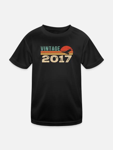 Jahrgang 2017 Retro 2017 Geburtstagsgeschenk - Kinder Funktions-T-Shirt - Schwarz - Vorne