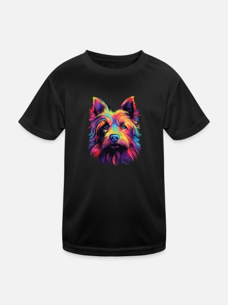 Aquarelle coloré Australian Terrier - T-shirt sport Enfant - noir - Devant