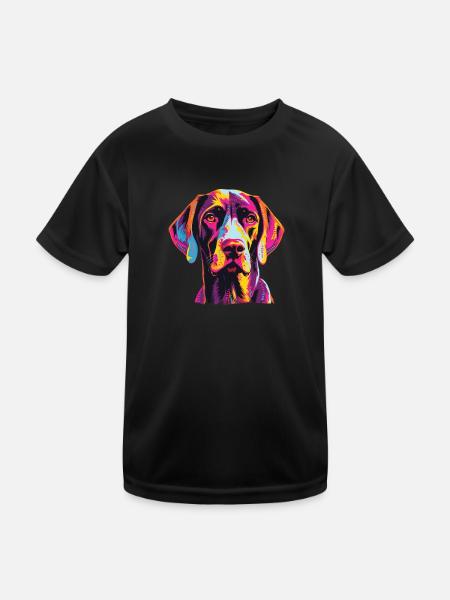 Watercolors Colorful German Shorthair - Kids Functional T-Shirt - black - Front