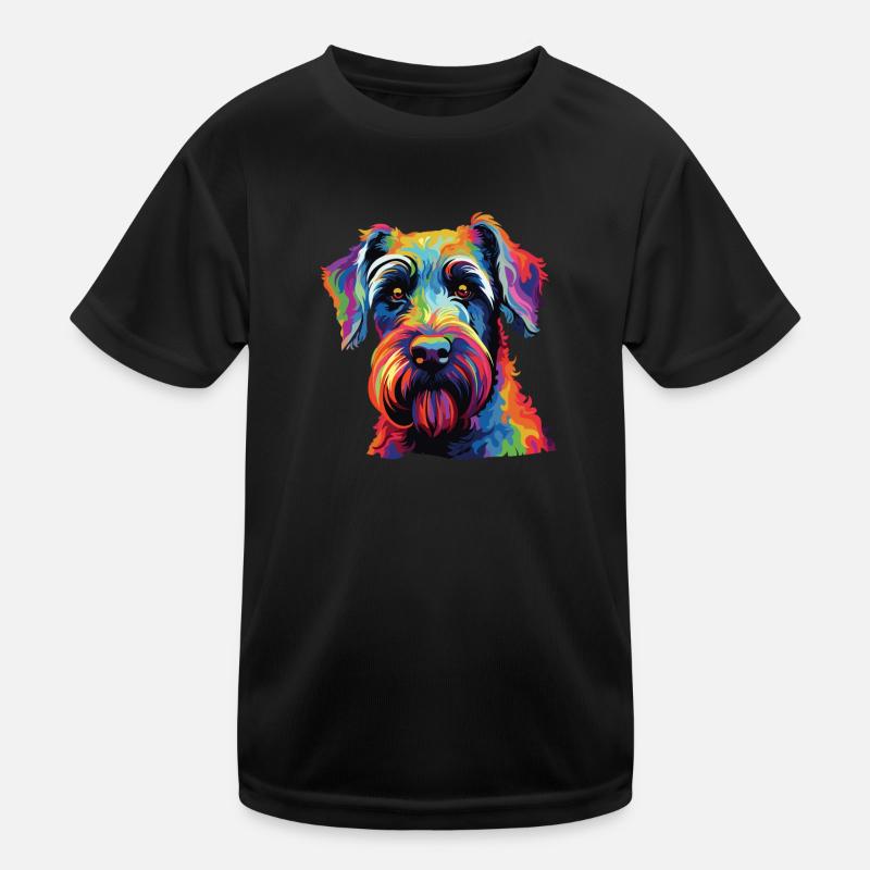 Aquarelle colorée Standard Schnauzer T-shirt sport Enfant