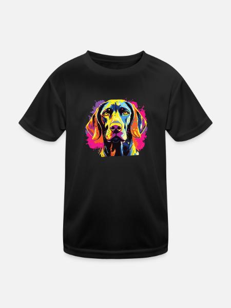 Watercolor Colorful German Shorthair - Kids Functional T-Shirt - black - Front
