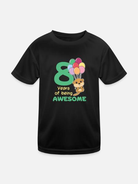 Meerkat for 8th birthday children eight years - Kids Functional T-Shirt - black - Front