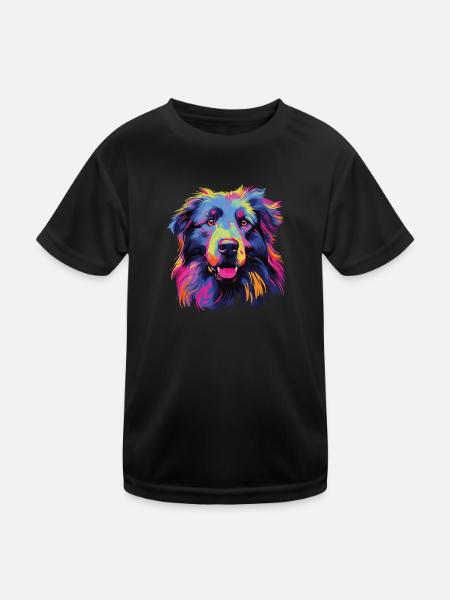 Wasserfarben Farbenfroher Petit Basset Pyrenean - Kinder Funktions-T-Shirt - Schwarz - Vorne