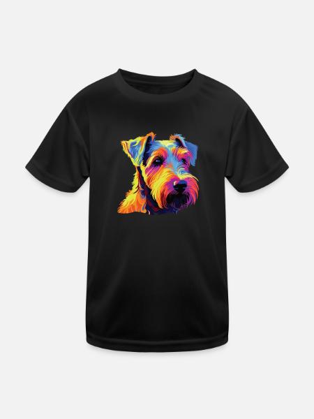 Watercolor Colorful Welsh Terrier - Kids Functional T-Shirt - black - Front