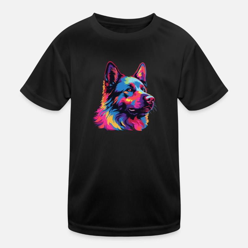 Watercolor Colorful Norwegian Elkhound Kids Functional T-Shirt