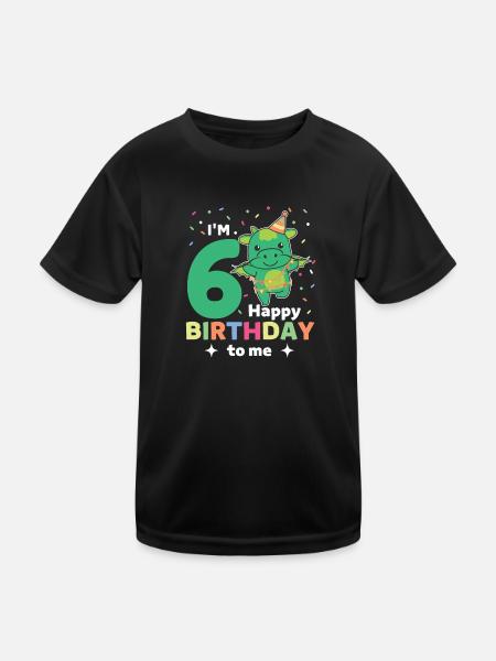 Drache zum 6. Geburtstag Kinder sechs Jahre alt - Kinder Funktions-T-Shirt - Schwarz - Vorne