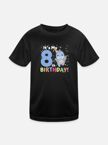 Dino pour les enfants de 8 ans de huit ans - T-shirt sport Enfant - noir - Devant