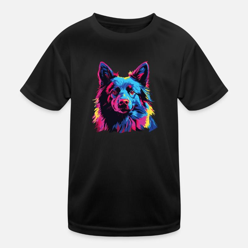 Watercolor Colorful Schipperke Kids Functional T-Shirt