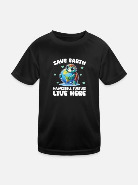 Les tortues imbriquées de Save the Earth sont vivantes - T-shirt sport Enfant - noir - Devant