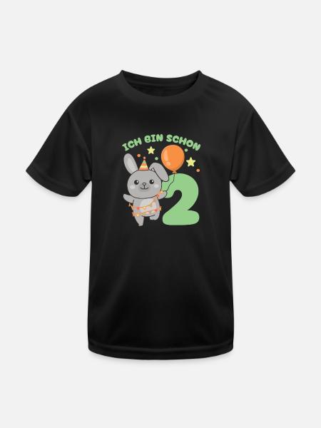 Ich bin schon 2 Hasen Geburtstags Kinder - Kinder Funktions-T-Shirt - Schwarz - Vorne