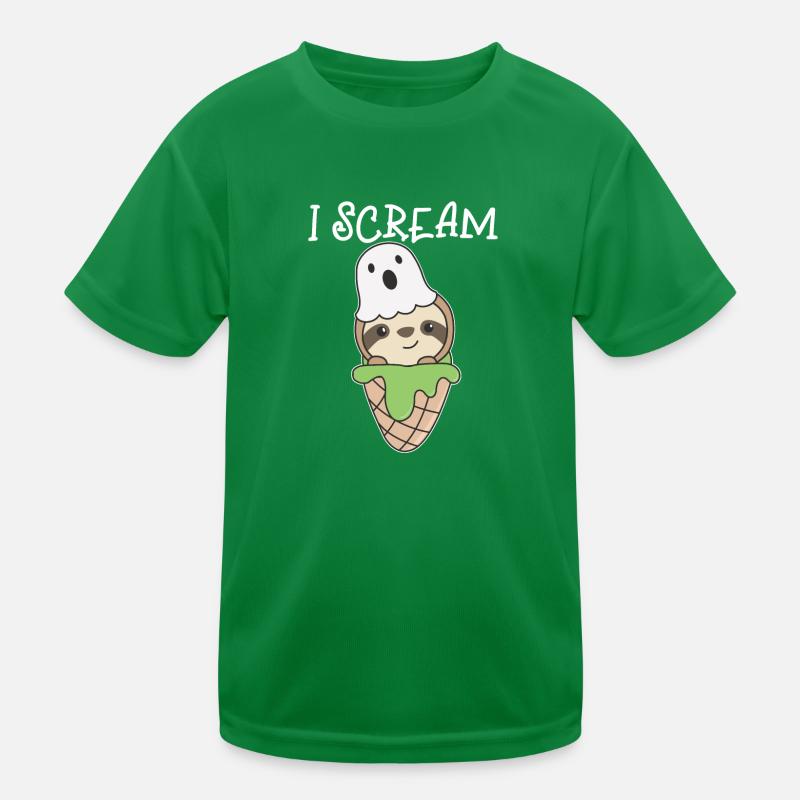 Faultier Halloween Geist I Scream Eis Wortspiel Kinder Funktions-T-Shirt