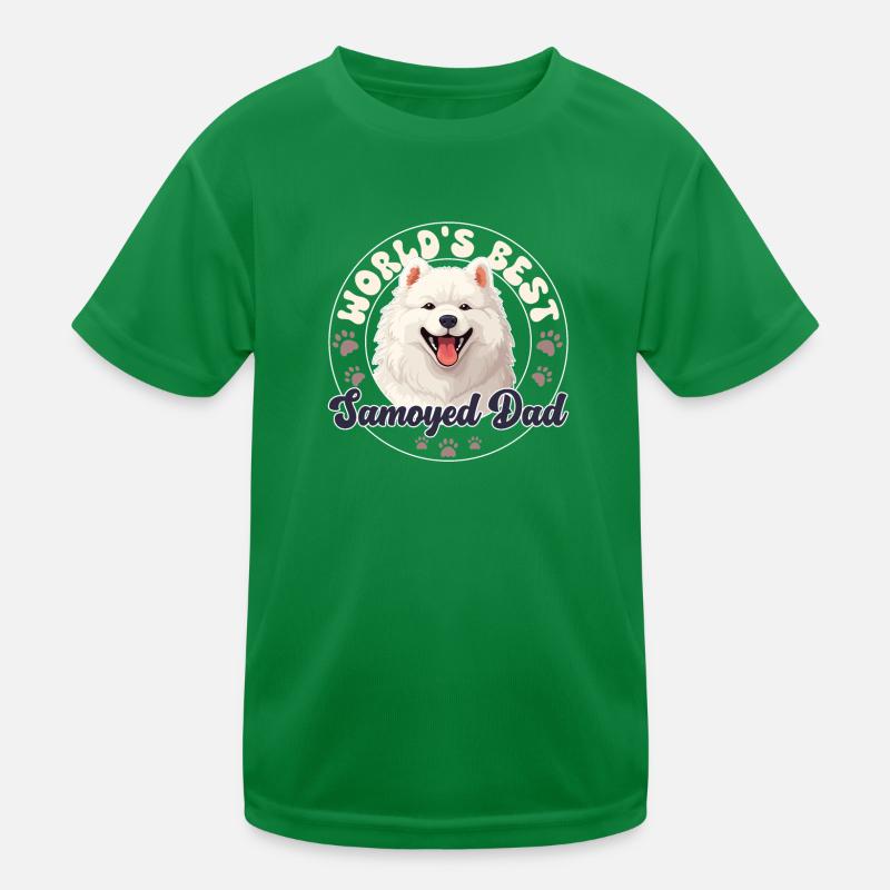 Samoyed Groovy Samoyed Dad Kids Functional T-Shirt