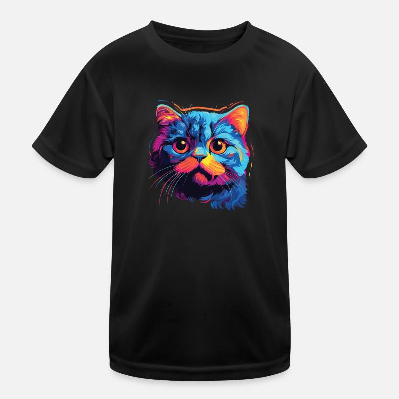 Chat Aquarelle Coloré Écossais Chat à oreilles repliées T-shirt sport Enfant
