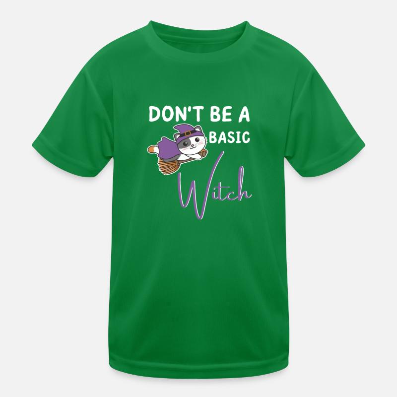 Katze Halloween Hexe Hexen don't be a basic witch Kinder Funktions-T-Shirt