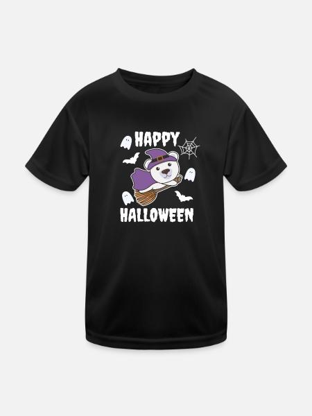 Ours polaire Happy Halloween Sorcière Enfants Costume de Sorcière - T-shirt sport Enfant - noir - Devant