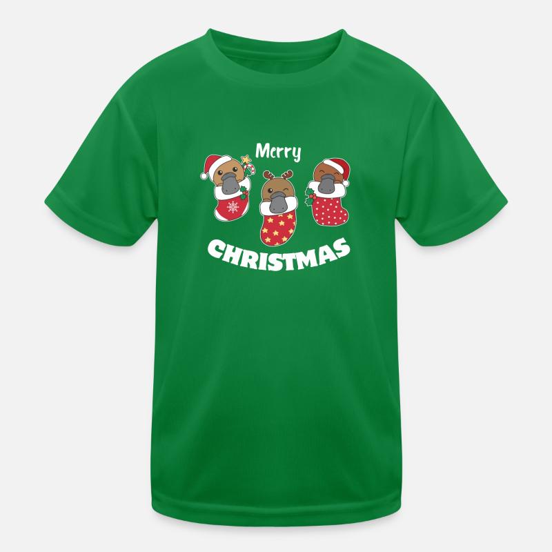 Mignon ornithorynque en chaussette de Noël aussi T-shirt sport Enfant