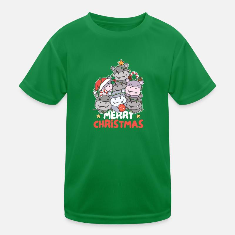 Hippopotame Arbre de Noël Joyeux Noël T-shirt sport Enfant