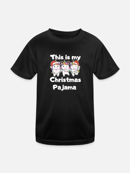 Unicorn Christmas pajamas - Kids Functional T-Shirt - black - Front