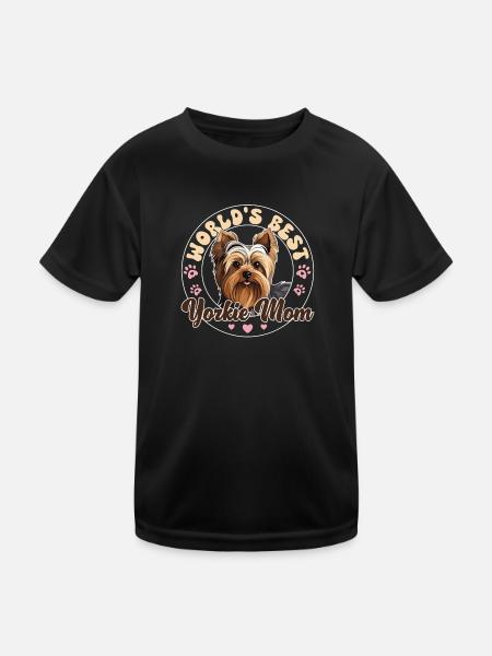 Yorkshire Terrier Chien Yorkie maman - T-shirt sport Enfant - noir - Devant